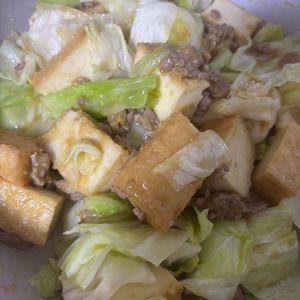 1359211の作ってみた!投稿(シャキ･シャキ♪キャベツと厚揚げの甘みそ肉そぼろ炒め)