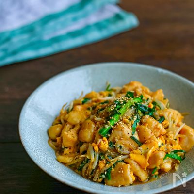 鶏むね肉とニラもやしの卵炒め・簡単・お手軽・ヘルシー!