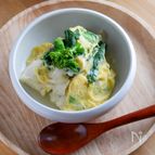 菜の花と豆腐、塩麹のスフレ風 卵とじ