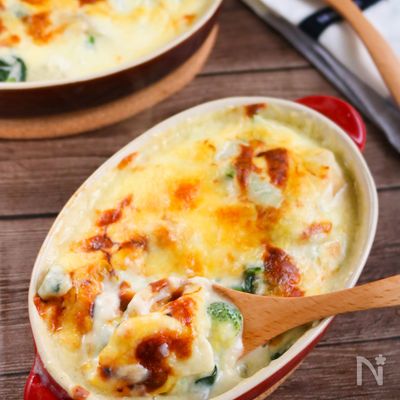 かぶとブロッコリーの冬野菜グラタン【ワンパンで簡単】