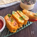 春の旬！スナップえんどうとハムの卵焼き