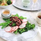 ほたるいかと春野菜　甘酒と梅酢のドレッシング添え