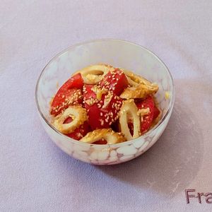 𝔂𝓾𝓶𝓲🍓の作ってみた!投稿(トマトとちくわのやみつきネギだれサラダ)