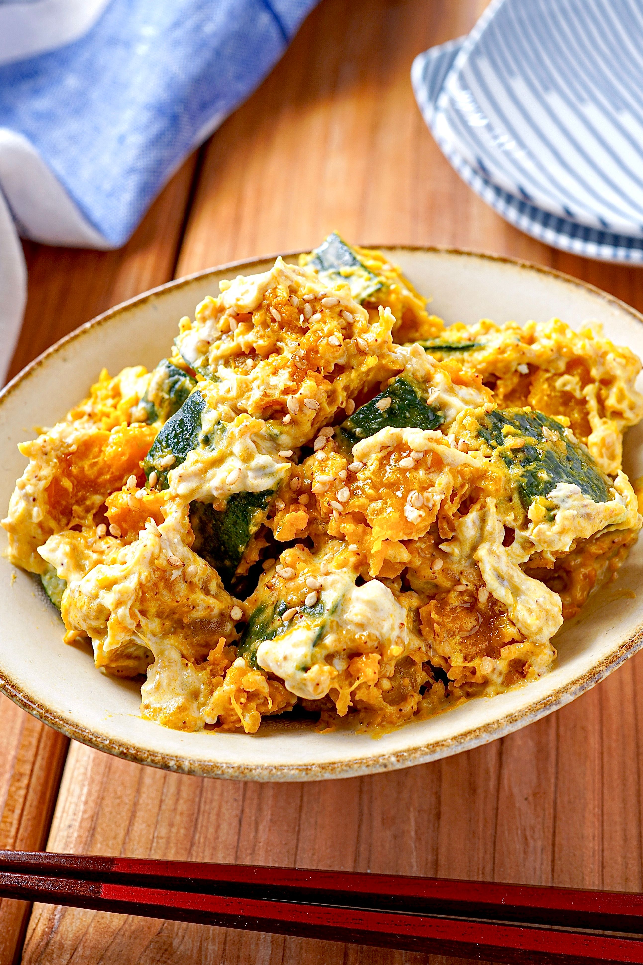 かぼちゃのごまマヨサラダ】ホクホク濃厚♡ かぼちゃが甘い | レシピ