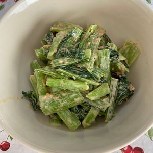 万福の作ってみた!投稿(レンジでお手軽！！小松菜のおかかごまマヨ和え)