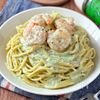 【ワンパン10分で濃厚♪】海老とバジルのクリームパスタ