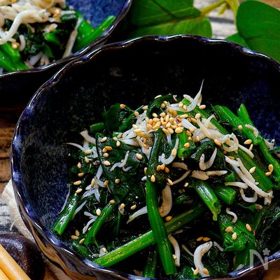 【茹でるだけ!!】塩だれしらすほうれん草