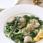 柚子風味で爽やか♡ホタテとサラダほうれん草のカルパッチョ