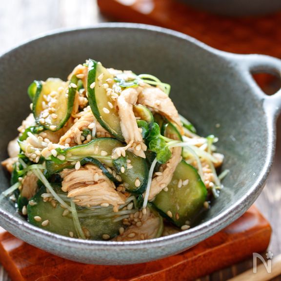 やみつき♡ささ身ときゅうりの中華風ごま酢サラダ【#作り置き】