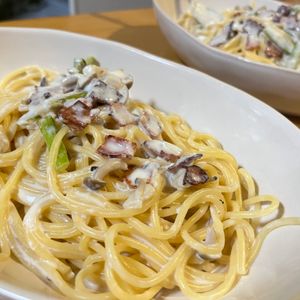 おちゃその作ってみた!投稿(【アスパラとベーコンのクリームパスタ】生クリーム不要♪)