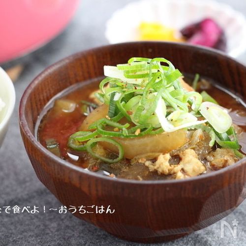 崩し豆腐の我が家の豚汁