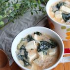 ほっこり温まる＊豆腐とわかめとキムチの豆乳スープ