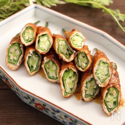 オクラの肉巻　生姜照り焼き風味