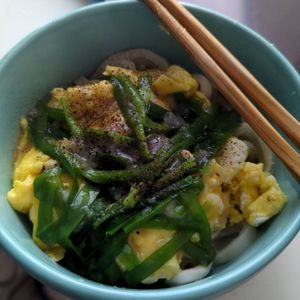 たけちの作ってみた!投稿(ニラ玉あんかけ丼)