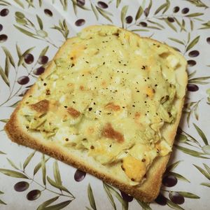 M＊Pの作ってみた!投稿(『惚レタスと卵のカレー風味マヨチーズトースト』＃朝ごはん)