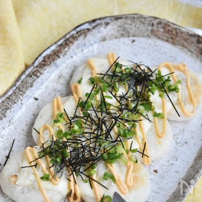 めんたいマヨとじゃこの和風餅ピザ