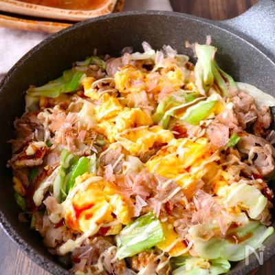 ワンパン10分！【豚玉キャベツ炒め】ソース×マヨでおいしい♩