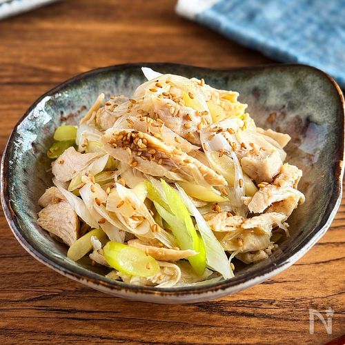 レンジで簡単♪ねぎたっぷり【ささみの香味あえ】