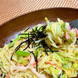 ヴェルの作ってみた!投稿(5分で完成パパッと絶品！お出汁香る明太マヨ焼きそば)
