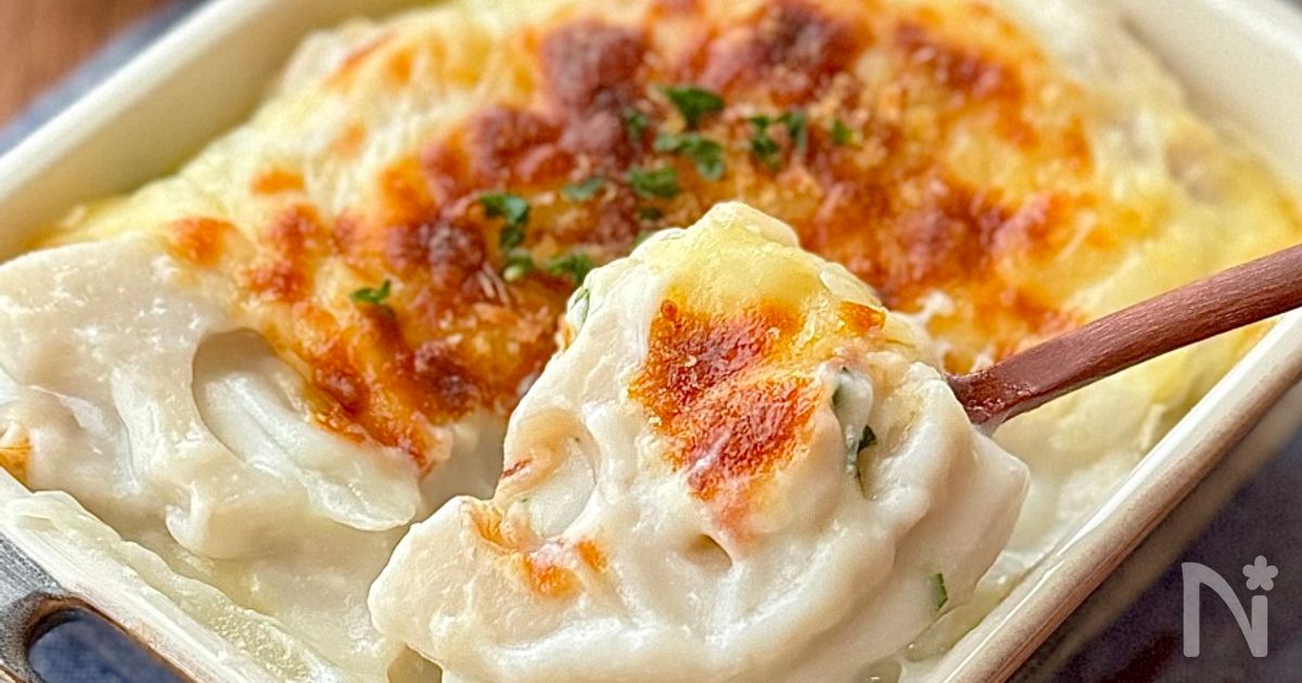 簡単だけどおいしい♡鶏肉とれんこんの和風グラタン