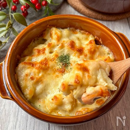 お家でカフェ気分♩えびのマカロニグラタン