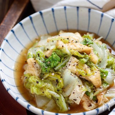 白菜と油揚げのコクうま♡とろみ中華蒸し【#とろみづけ不要】