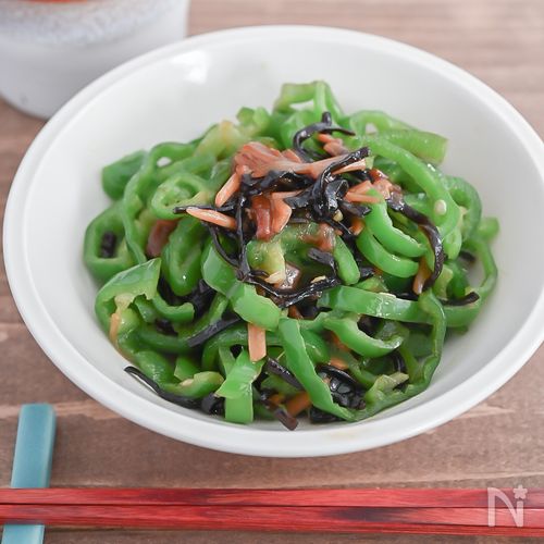 やみつき！ピーマンのなめたけ塩昆布炒め