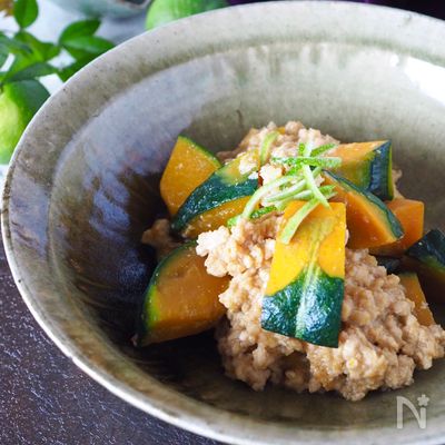 【ALLレンジでも味がしみる】ほっこりかぼちゃの甘辛そぼろ煮