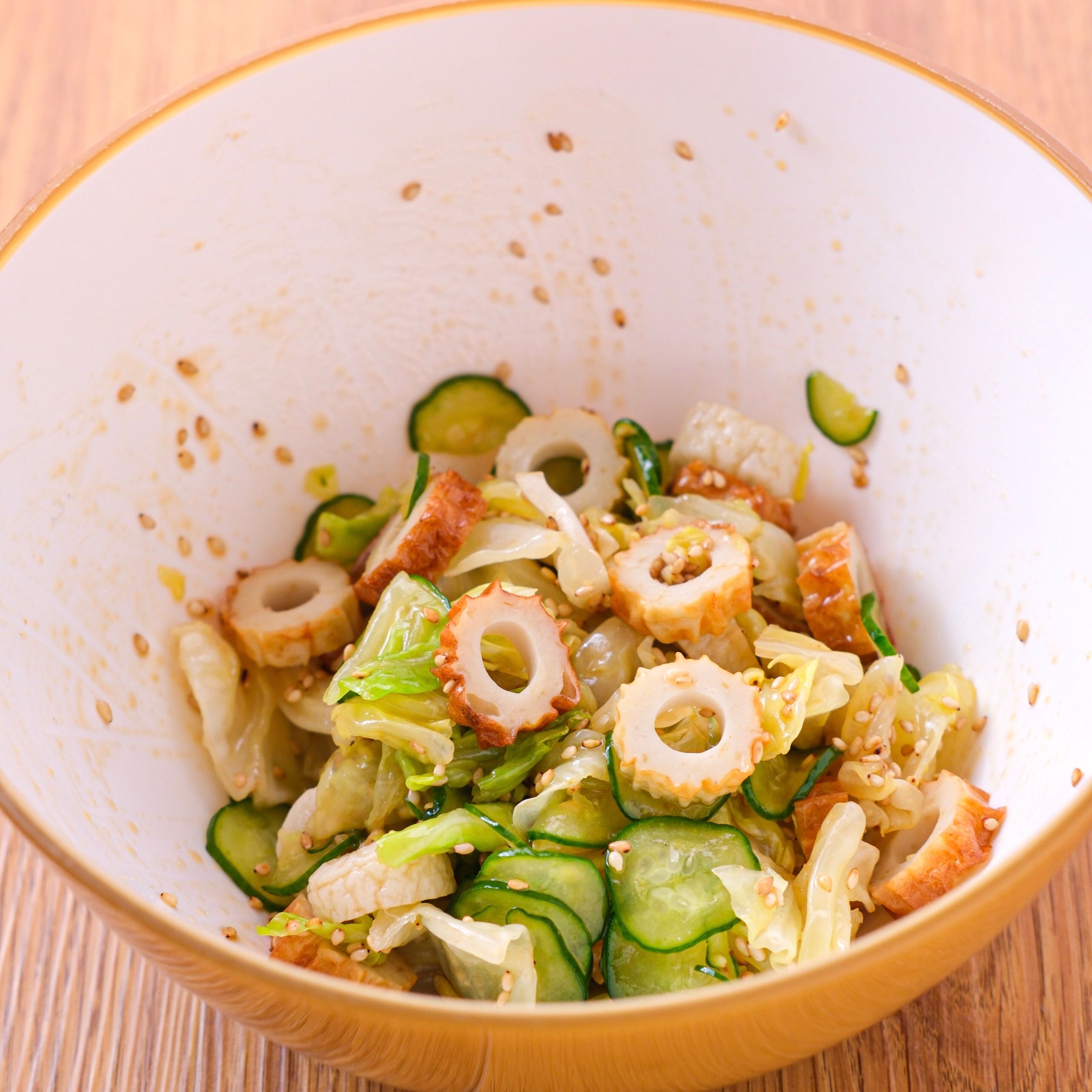 キャベツとちくわときゅうりの和え物】ごま油香る♪簡単副菜