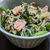 タヌキの作ってみた!投稿(春菊とシラタキのペペロンチーノ)