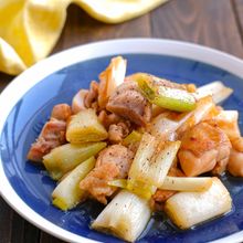 ねぎと鶏肉の旨レモン照りマヨ炒め