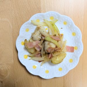 ゆいの作ってみた!投稿(【里芋とベーコンのジャーマンポテト】　ほくシャキ♪簡単副菜♡)