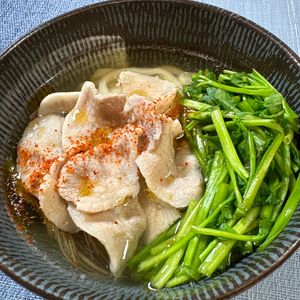 楽ラク手抜キッチン🐶🐾の作ってみた!投稿(冷でもおいしい♡さっぱり『豚ばら肉とせりのおうどん』)