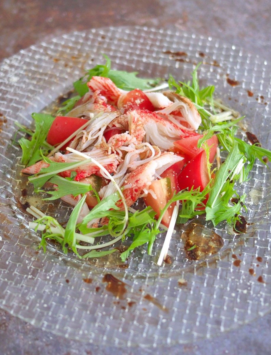 カニサラダ カニカマ＆トマトのサラダ～和風バルサミコドレッシング | レシピ