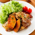 『豚肉とかぼちゃのにんにく醤油炒め』ご飯が進む♪たれが絡む☆