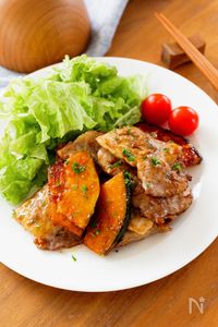 『豚肉とかぼちゃのにんにく醤油炒め』ご飯が進む♪たれが絡む☆