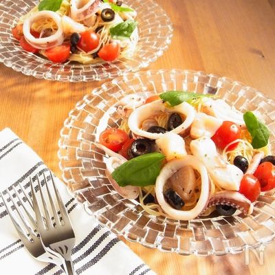 いかとほたての冷製パスタ