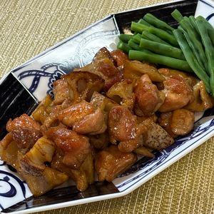 楽ラク手抜キッチン🐶🐾の作ってみた!投稿(ごろっと食感♪材料2つ【鶏れんこんの炒り煮】)