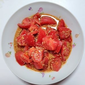 ふうかの作ってみた!投稿(【トマトのごまあえ】切って混ぜるだけ♪冷やして食べると絶品！)