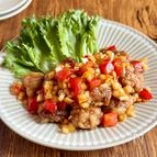 【豚こま団子】トマトと玉ねぎのさっぱり甘酢だれ