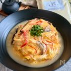簡単コツあり♡ふわとろ卵としいたけの濃厚鶏白湯天津飯