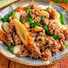 【ちくわとピーマンの肉味噌炒め】食感が楽しい♪