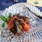 レンジ蒸し茄子とトマトのバルサミコ酢和え