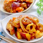 秋に食べたい♪『さつまいもと蓮根の酢鶏』
