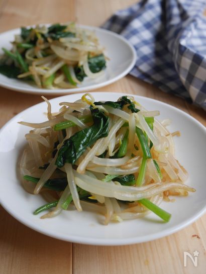 ほうれん草ともやしの辛子醤油和え