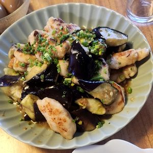 よもぎの作ってみた!投稿(やみつき、ごはん泥棒【トロなすと鶏むね肉のネギダレ】)