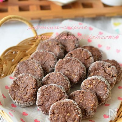 【オートミールと全粒粉のココアクッキー】食物繊維たっぷり!