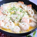 フライパンで♪チーズとろ～り「れんこんと鮭のクリーム蒸し」
