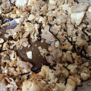 鶏皮坊主の作ってみた!投稿(豚肉と豆腐の塩昆布チャンプルー)