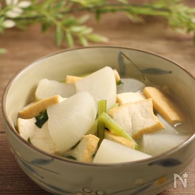 レンジで簡単！大根と厚揚げの白だし煮
